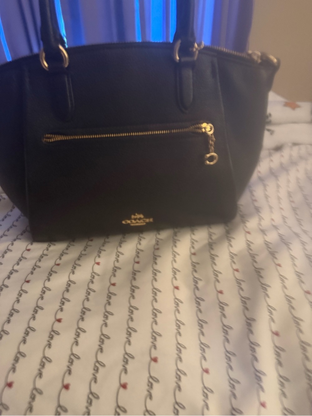 Coach Black Leather Shoulder Tote with Gold Hardware